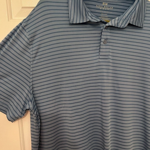 Rorie Whelan Men's Blue Striped Polo Shirt - Picture 3 of 4